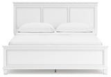 Fortman California King Panel Bed with Mirrored Dresser and 2 Nightstands in White - PKG015158