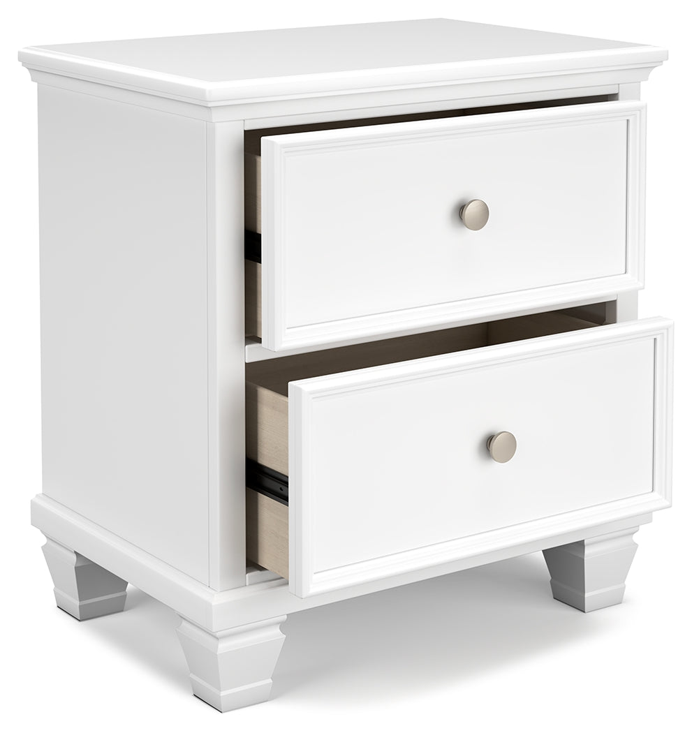 Fortman California King Panel Bed with Mirrored Dresser and 2 Nightstands in White - PKG015158