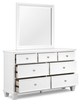 Fortman California King Panel Bed with Mirrored Dresser and 2 Nightstands in White - PKG015158