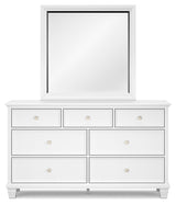 Fortman California King Panel Bed with Mirrored Dresser and 2 Nightstands in White - PKG015158