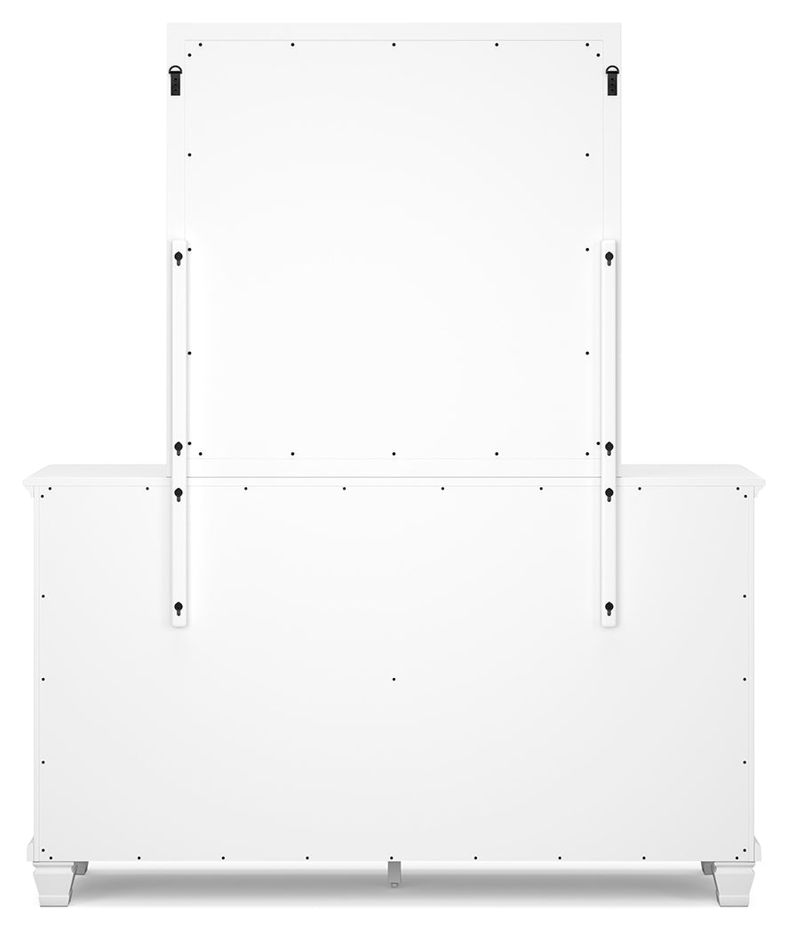 Fortman California King Panel Bed with Mirrored Dresser and 2 Nightstands in White - PKG015158