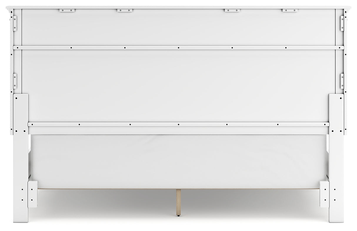 Fortman California King Panel Bed with Mirrored Dresser and Chest in White - PKG015161