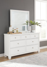 Fortman California King Panel Bed with Mirrored Dresser and Chest in White - PKG015161