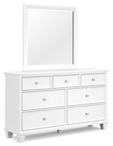 Fortman California King Panel Bed with Mirrored Dresser and Nightstand in White - PKG015160