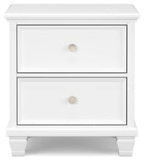 Fortman California King Panel Bed with Mirrored Dresser, Chest and 2 Nightstands in White - PKG015159