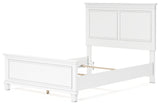 Fortman Full Panel Bed with Mirrored Dresser and 2 Nightstands in White - PKG015170