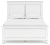 Fortman Full Panel Bed with Mirrored Dresser and 2 Nightstands in White - PKG015170