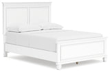 Fortman Full Panel Bed with Mirrored Dresser and 2 Nightstands in White - PKG015170