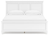 Fortman King Panel Bed with Mirrored Dresser and 2 Nightstands in White - PKG015152