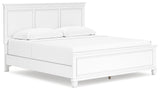 Fortman King Panel Bed with Mirrored Dresser and 2 Nightstands in White - PKG015152