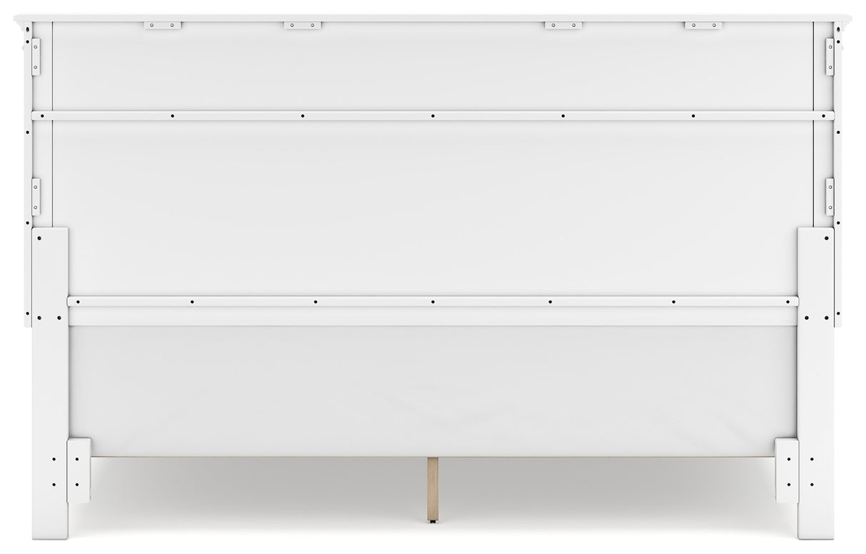 Fortman King Panel Bed with Mirrored Dresser, Chest and 2 Nightstands in White - PKG015153