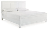 Fortman King Panel Bed with Mirrored Dresser, Chest and Nightstand in White from Ashley - Luna Furniture