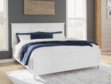 Fortman King Panel Bed with Mirrored Dresser, Chest and Nightstand in White from Ashley - Luna Furniture