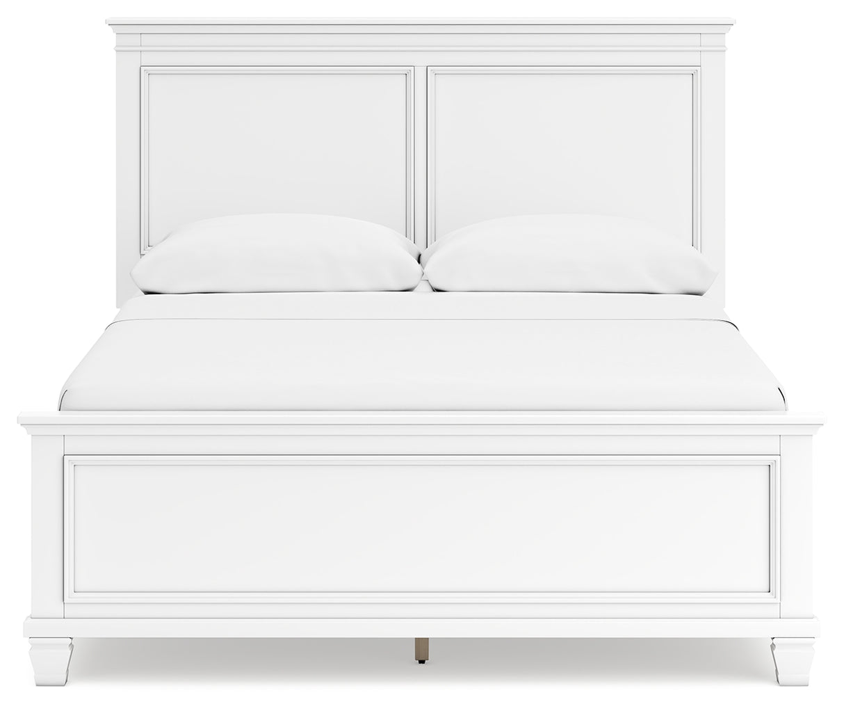 Fortman Queen Panel Bed with Mirrored Dresser and 2 Nightstands in White - PKG015146