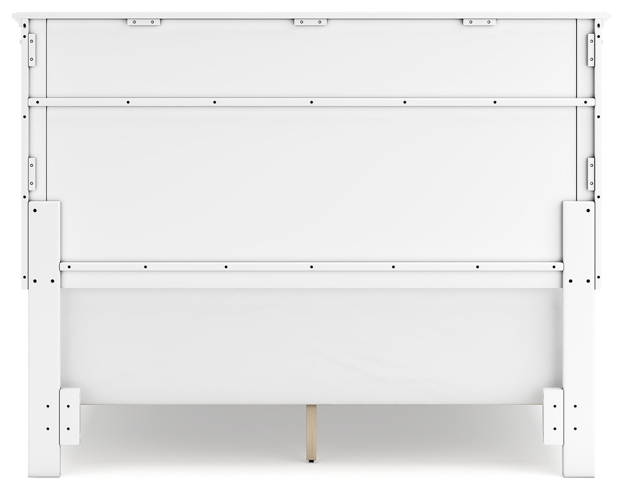 Fortman Queen Panel Bed with Mirrored Dresser and Chest in White - PKG015149