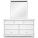 Fortman Queen Panel Bed with Mirrored Dresser and Chest in White - PKG015149