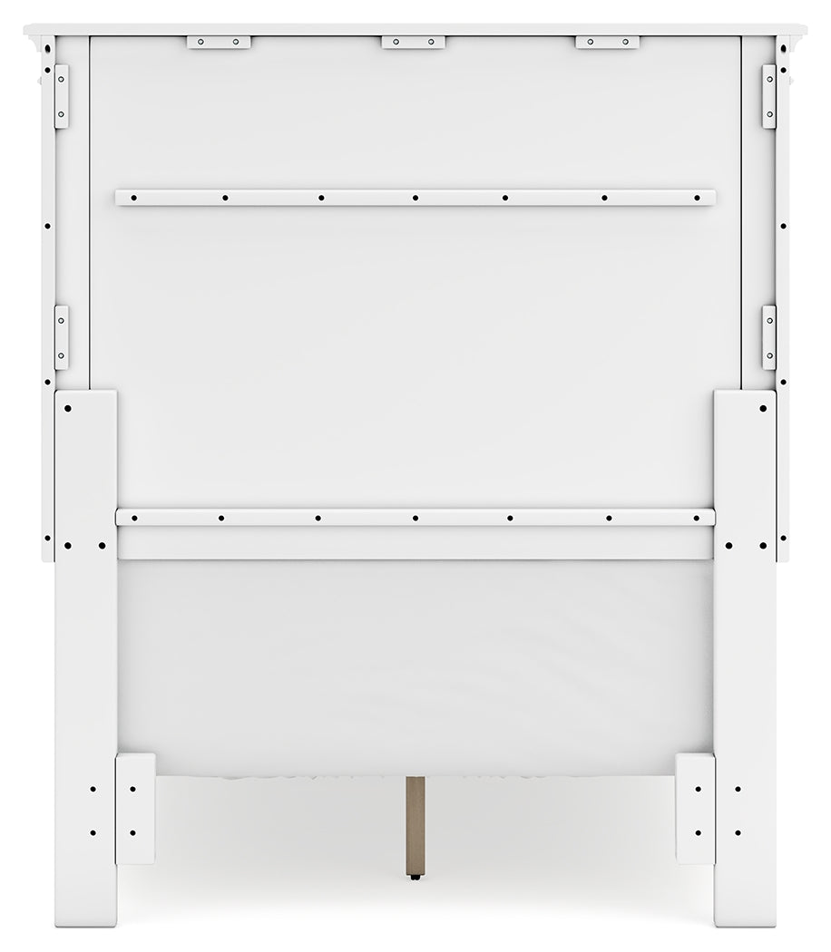 Fortman Twin Panel Bed with Mirrored Dresser and 2 Nightstands in White - PKG015164