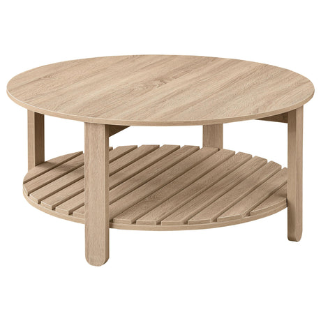 Fowler 1-shelf Round Engineered Wood Coffee Table Natural from Coaster - Luna Furniture