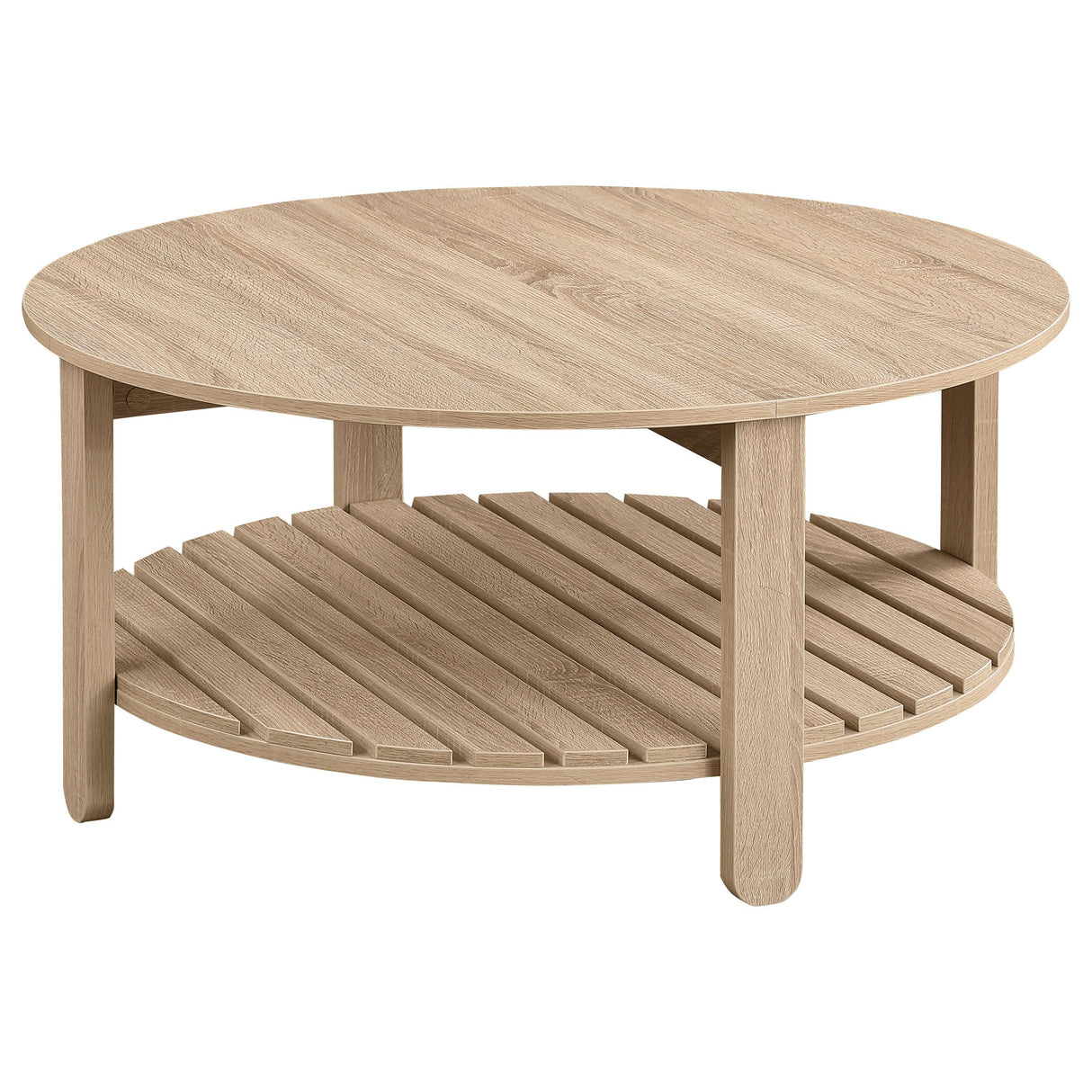 Fowler 1-shelf Round Engineered Wood Coffee Table Natural from Coaster - Luna Furniture