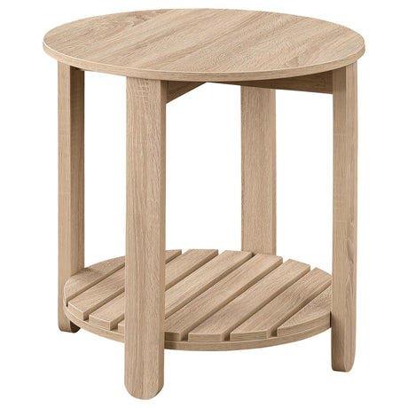 Fowler 1-shelf Round Engineered Wood Side End Table Natural from Coaster - Luna Furniture