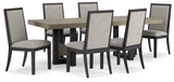 Foyland Dining Table and 6 Chairs in Black/Brown - PKG014845