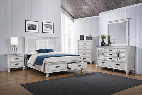 Franco Antique White Storage Platform Bedroom Set -  Coaster - Luna Furniture