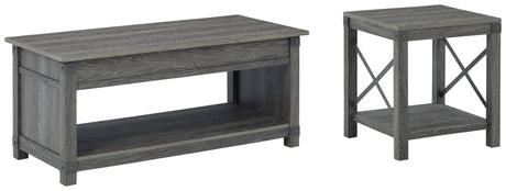 Freedan Coffee Table with 1 End Table in Grayish Brown - PKG010551