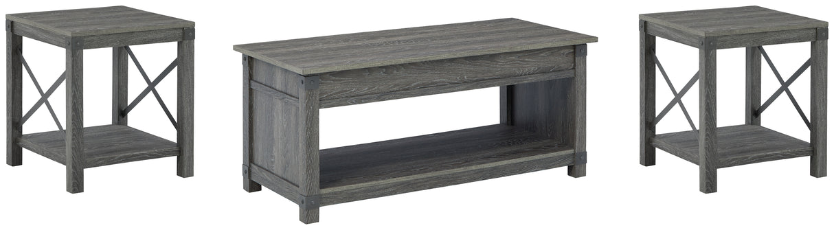 Freedan Coffee Table with 2 End Tables in Grayish Brown - PKG010550