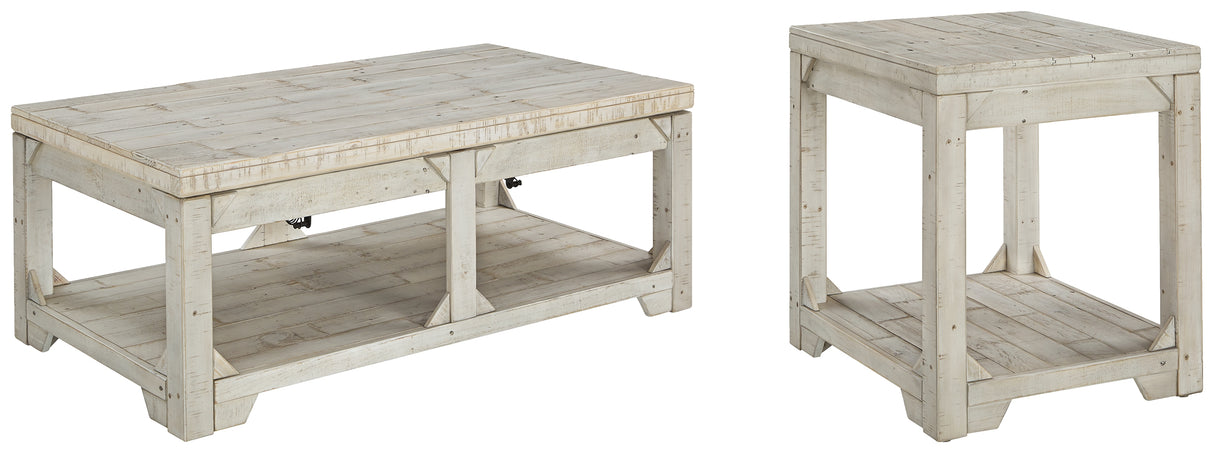 Fregine Coffee Table with 1 End Table in Whitewash from Ashley - Luna Furniture