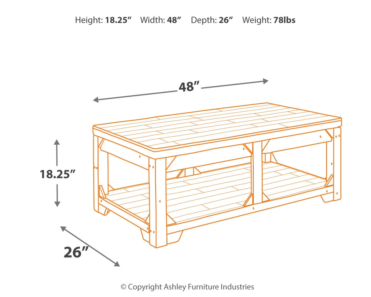 Fregine Coffee Table with 1 End Table in Whitewash from Ashley - Luna Furniture