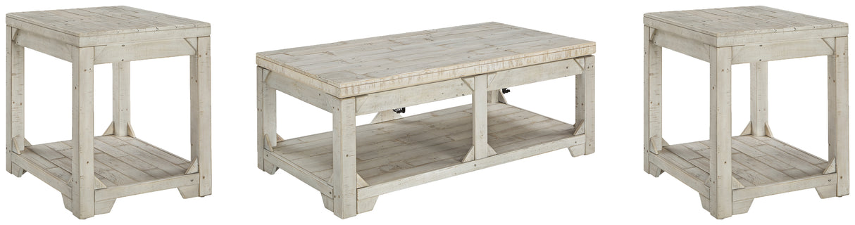 Fregine Coffee Table with 2 End Tables in Whitewash from Ashley - Luna Furniture