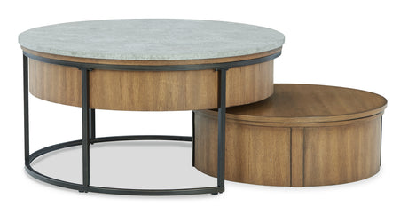 Fridley Coffee Table with 2 End Tables in Gray/Brown/Black from Ashley - Luna Furniture