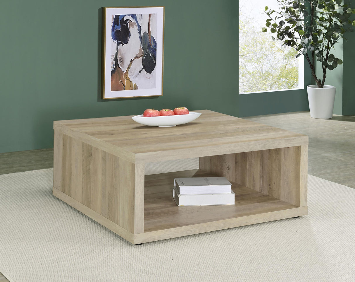 Frisco Square Engineered Wood Coffee Table Distressed Pine from Coaster - Luna Furniture