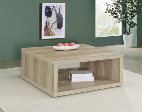 Frisco Square Engineered Wood Coffee Table Distressed Pine from Coaster - Luna Furniture