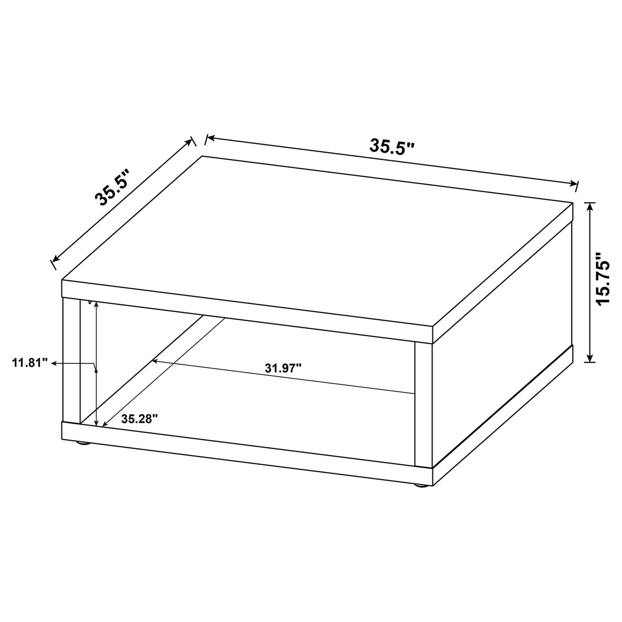 Frisco Square Engineered Wood Coffee Table Distressed Pine from Coaster - Luna Furniture