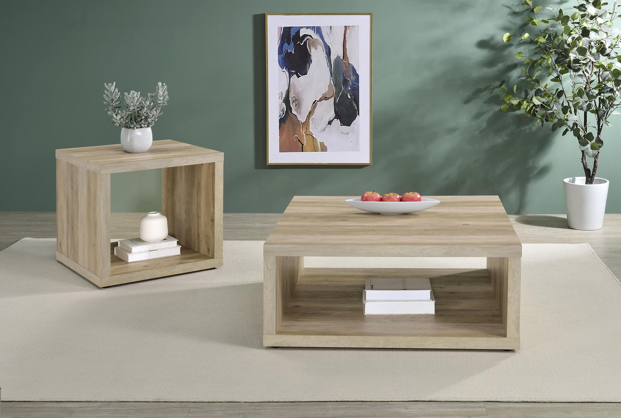 Frisco Square Engineered Wood Coffee Table Distressed Pine from Coaster - Luna Furniture