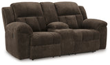 Frohn Chocolate Reclining Loveseat with Console - 3740794