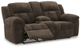 Frohn Chocolate Reclining Loveseat with Console - 3740794