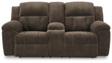 Frohn Chocolate Reclining Loveseat with Console - 3740794