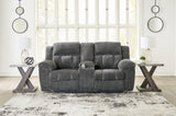 Frohn Graphite Reclining Loveseat with Console - 3740694