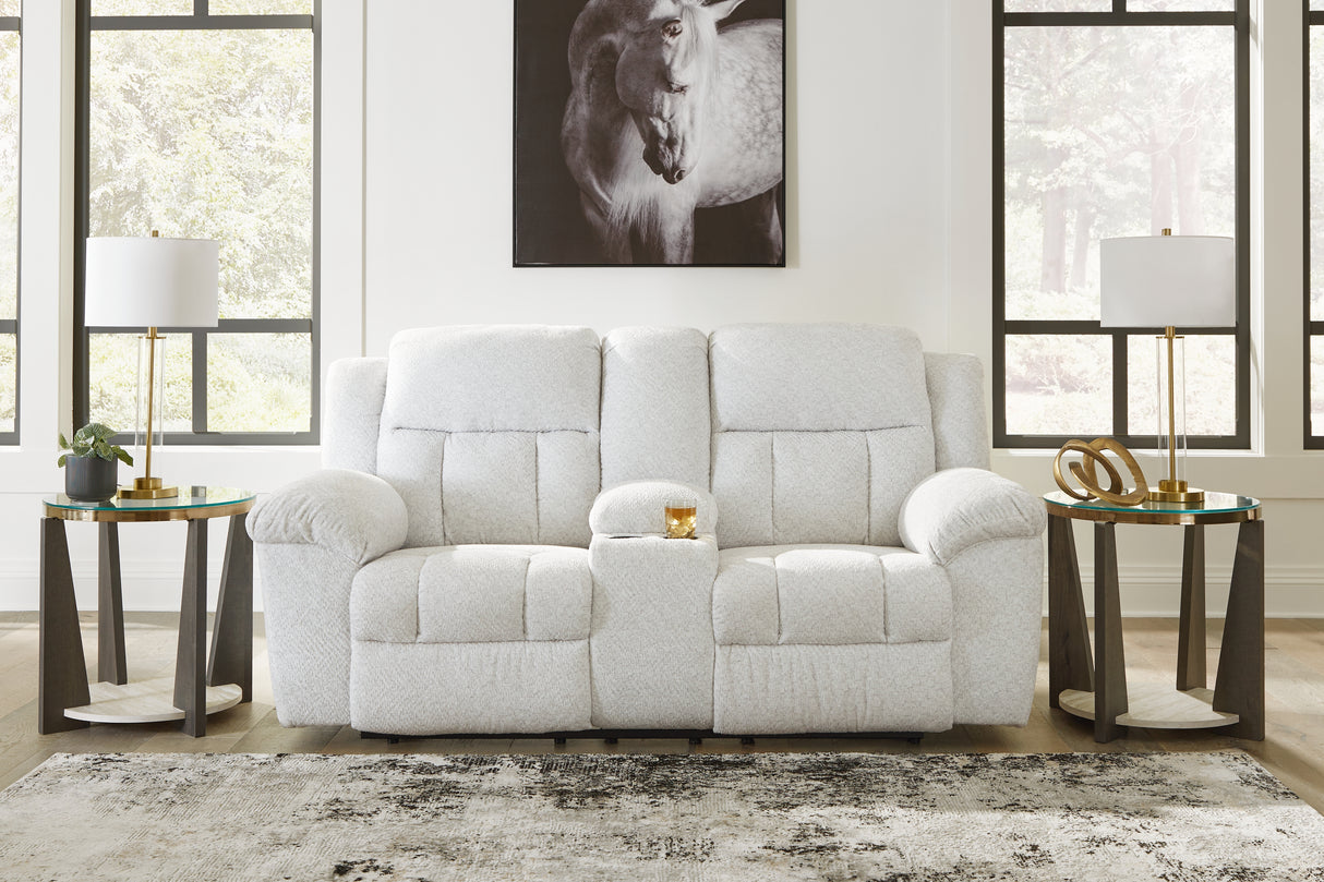 Frohn Snow Reclining Loveseat with Console - 3740594