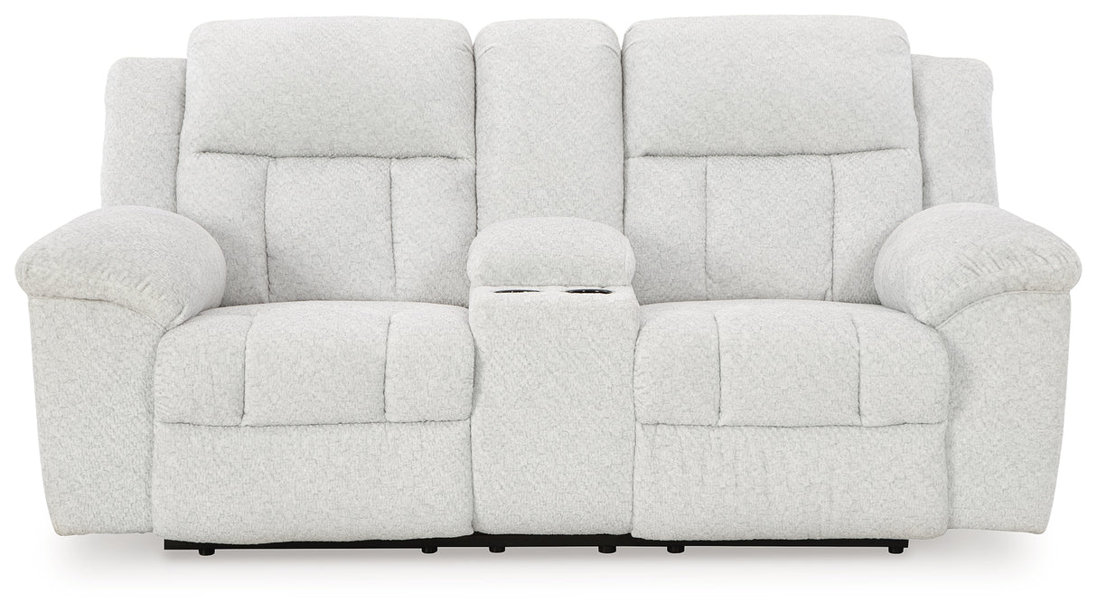 Frohn Snow Reclining Loveseat with Console - 3740594