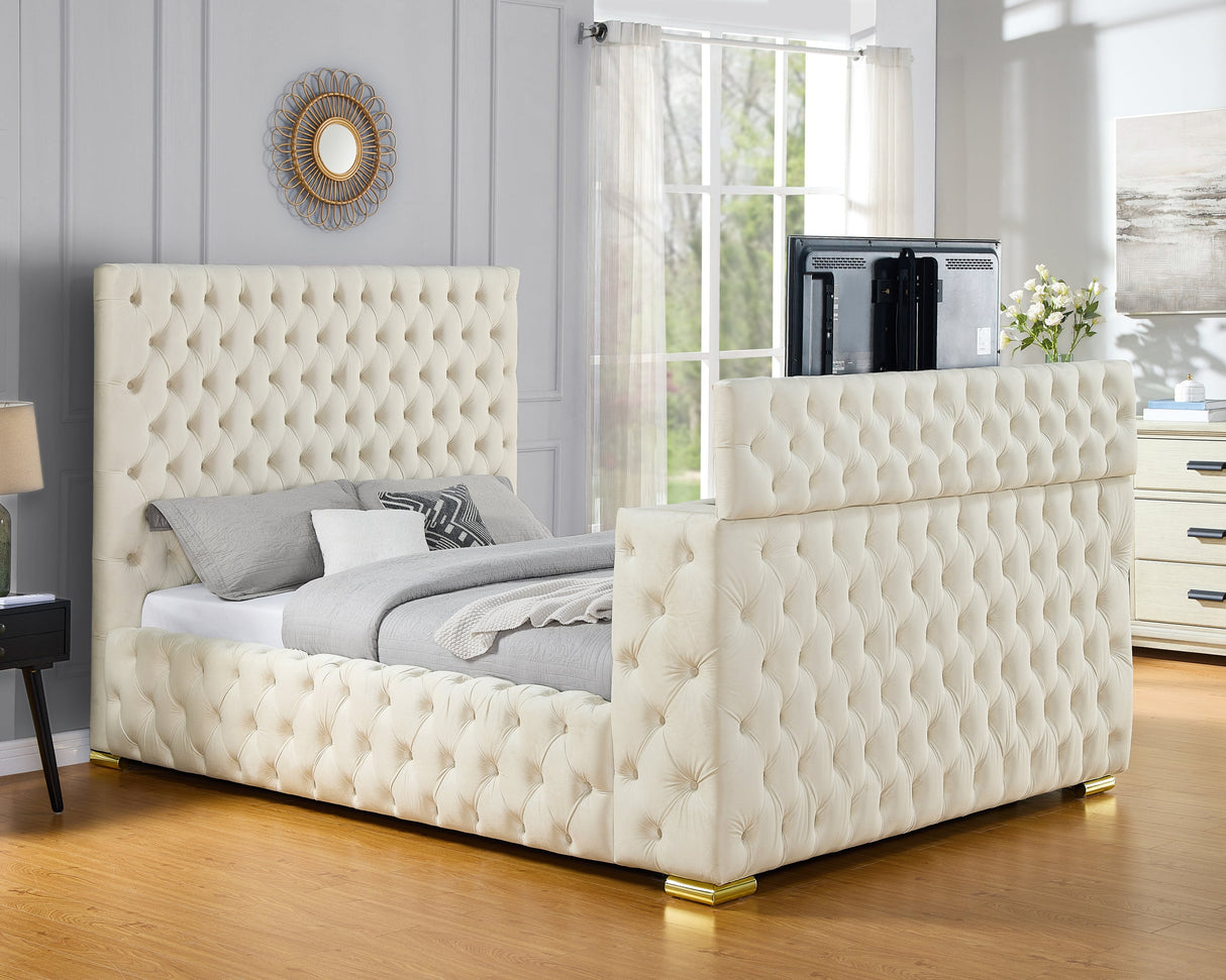 Future Beige Platform Bed - Queen, King *King - FUTURE BEIGE King