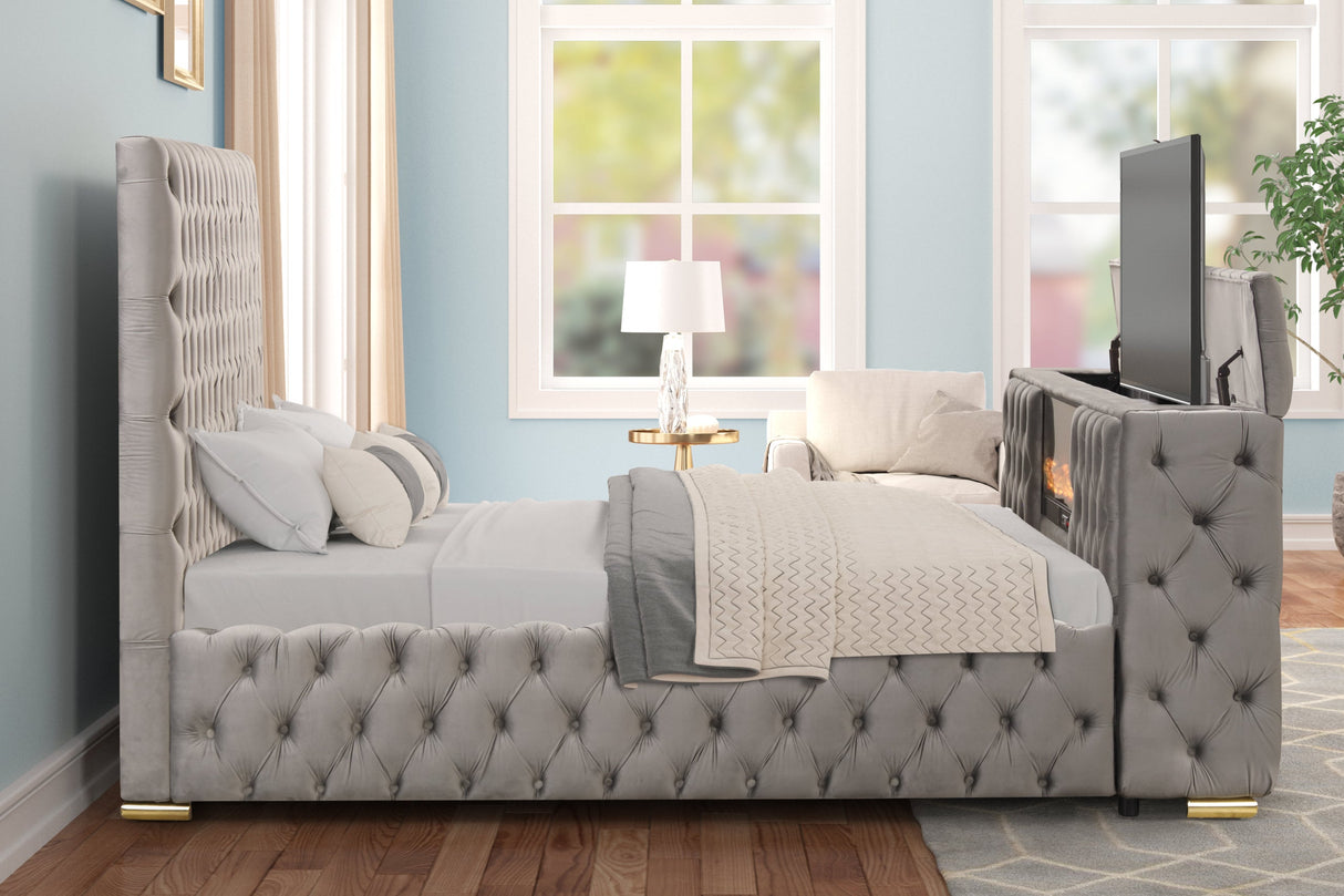 Future Gray Platform Bed - Queen, King *King - FUTURE GRAY King - Luna Furniture