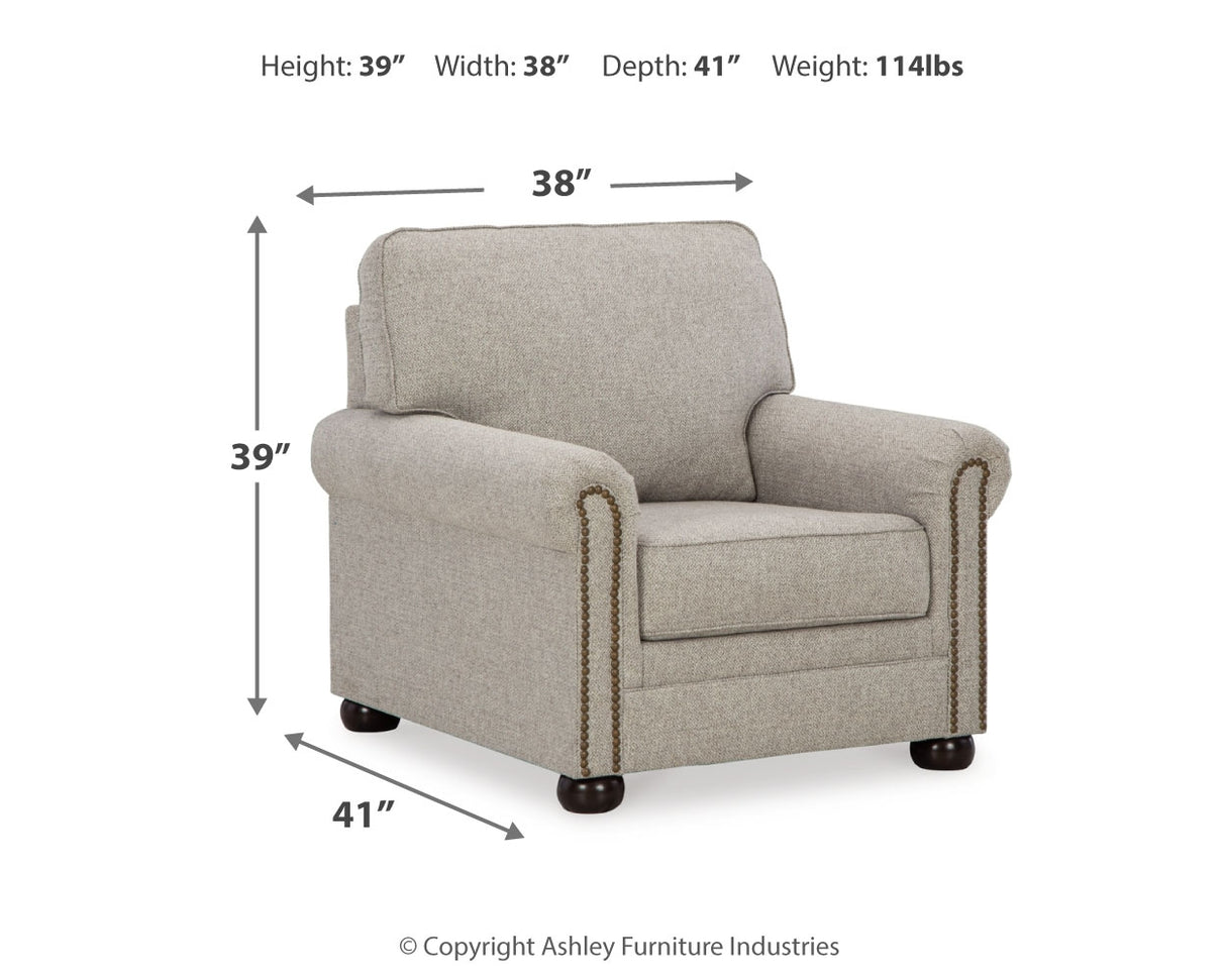 Gaelon Sofa, Loveseat, Chair and Ottoman in Dune - PKG015825