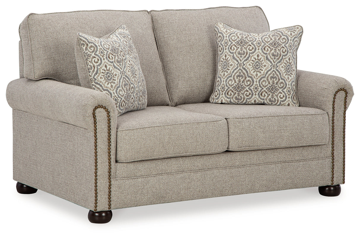 Gaelon Sofa, Loveseat, Chair and Ottoman in Dune - PKG015825