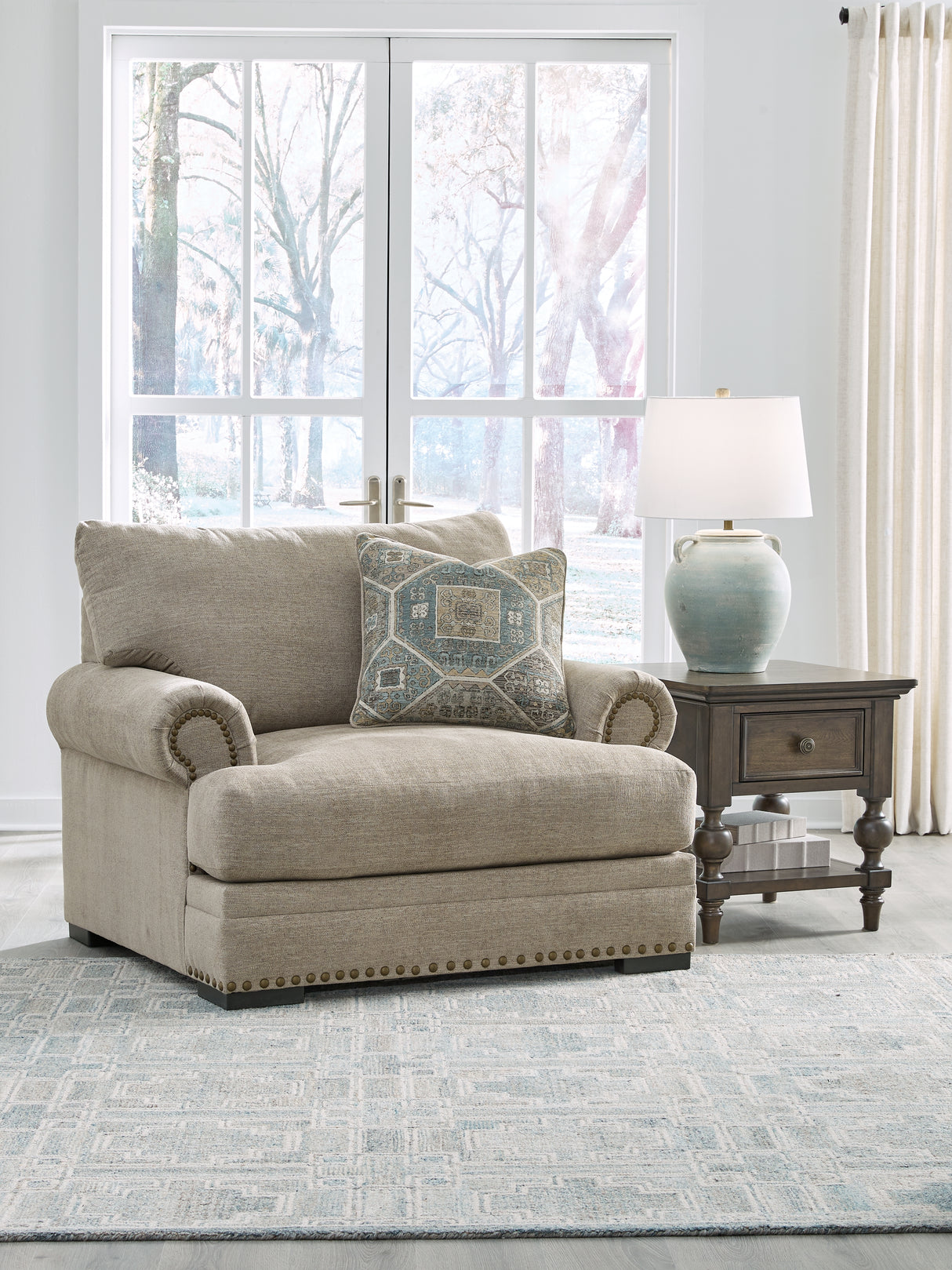 Galemore Chair and Ottoman in Quarry from Ashley - Luna Furniture