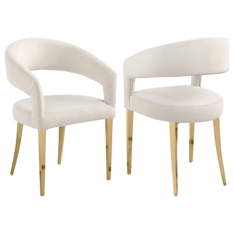 Galiano Velvet Upholstered Dining Arm Chair Beige (Set of 2) from Coaster - Luna Furniture