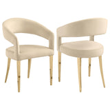 Galiano Velvet Upholstered Dining Arm Chair Cream (Set of 2) from Coaster - Luna Furniture