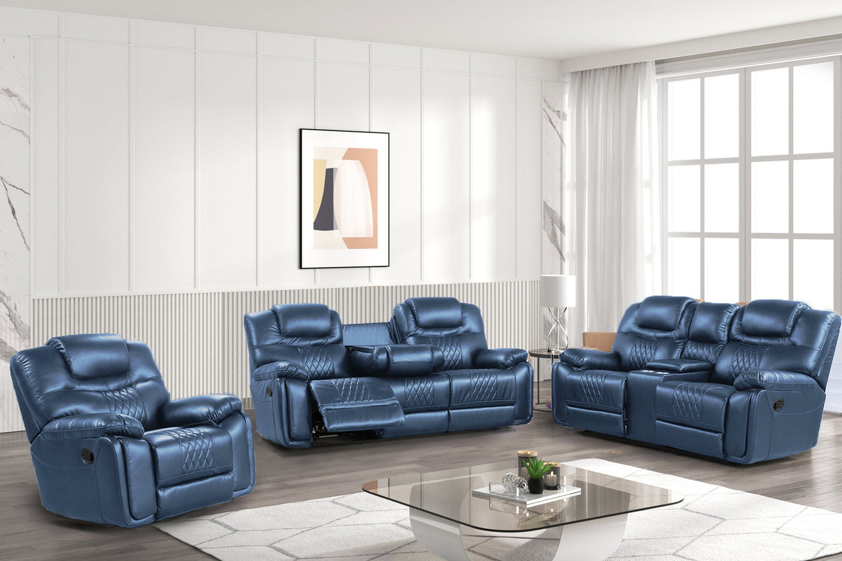 Galveston Blue Oversized 3-Piece Reclining Living Room Set from Happy Homes - Luna Furniture